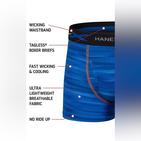 5 Pair Hanes Boys Boxer Briefs Printed Stretch X-Temp Lightweight Wicking - Picture 3 of 4